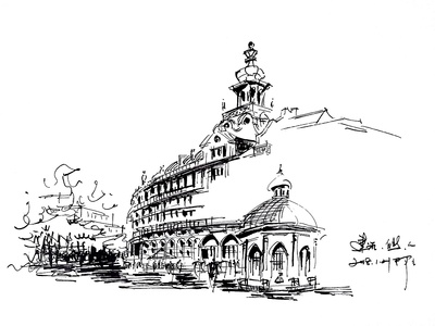 阿王建筑风景速写钢笔画
