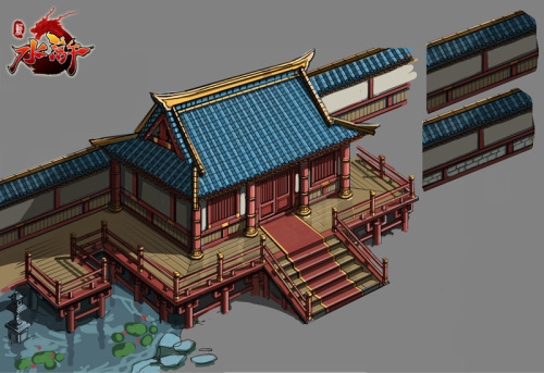 水浒类网游《新水浒》建筑原画独曝 展现古代庭院